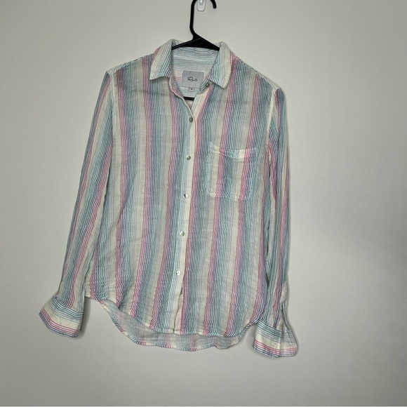 Rails Ellis Iris Rainbow Colored Long Sleeve Button Down Blouse XS - Picture 1 of 7